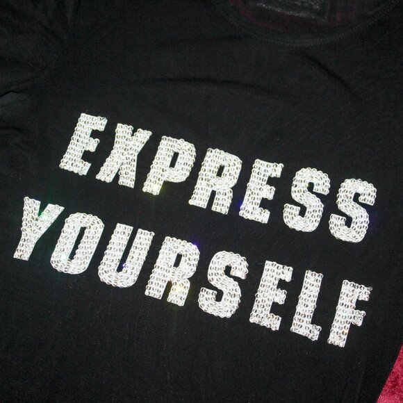 RARE Dolce & Gabbana “Express Yourself” Sheer Tee IT 38 Swarovski Rhinestone - Picture 3 of 8